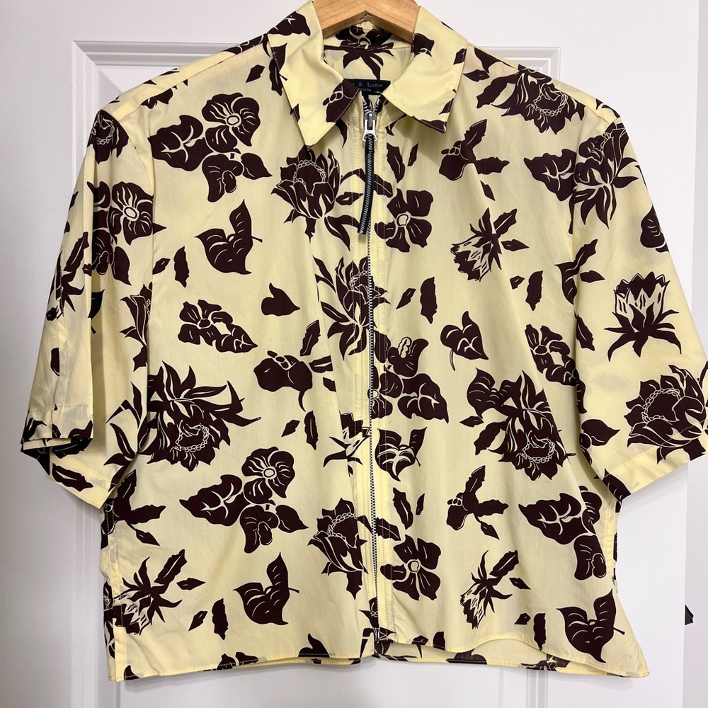 Rag and Bone Junior Floral Cotton Poplin Shirt size Small
